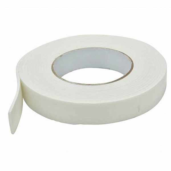 RS PRO White Double Sided Paper Tape, Non-Woven Backing, 12mm x 50m