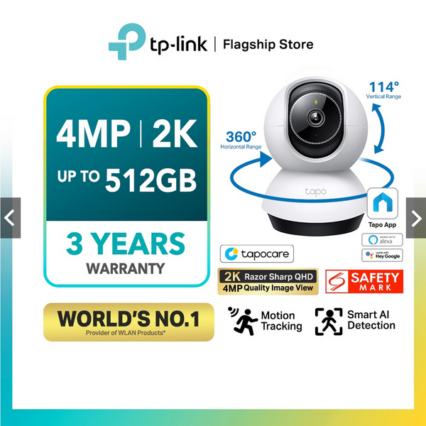 TP-Link Tapo 2K Outdoor Pan/Tilt Security Wi-Fi Camera, 360° View, Motion  Tracking, Compatible with Alexa & Google Home, Night Vision, Free AI