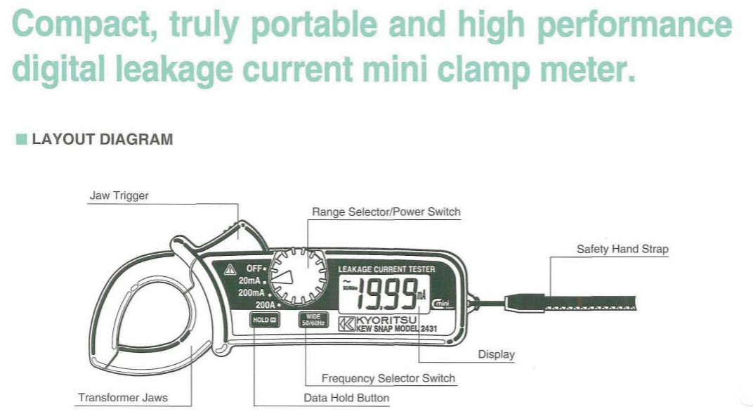 Kyoritsu Kew Snap Leakage Current Tester 2431 (valid for Singapore 