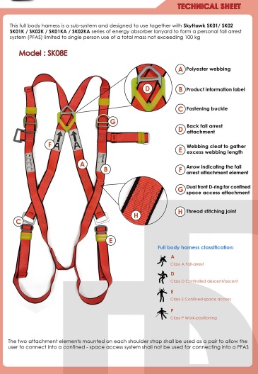 Sky Hawk Full Body Harness With Double Lanyard Aluminium - Eezee