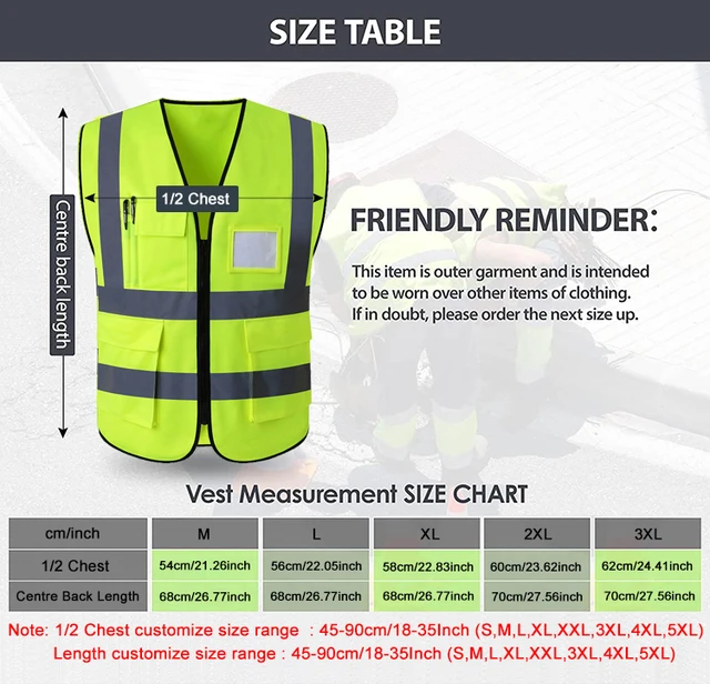 Nicard odm/oem Reflective Safety Vest Jacket. Free Size: Suitable for ...