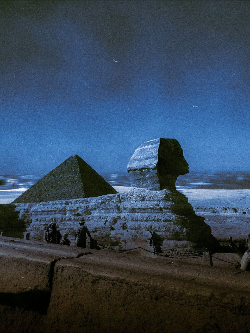 The Sphinx at night, near where the Lion's Gate gathers