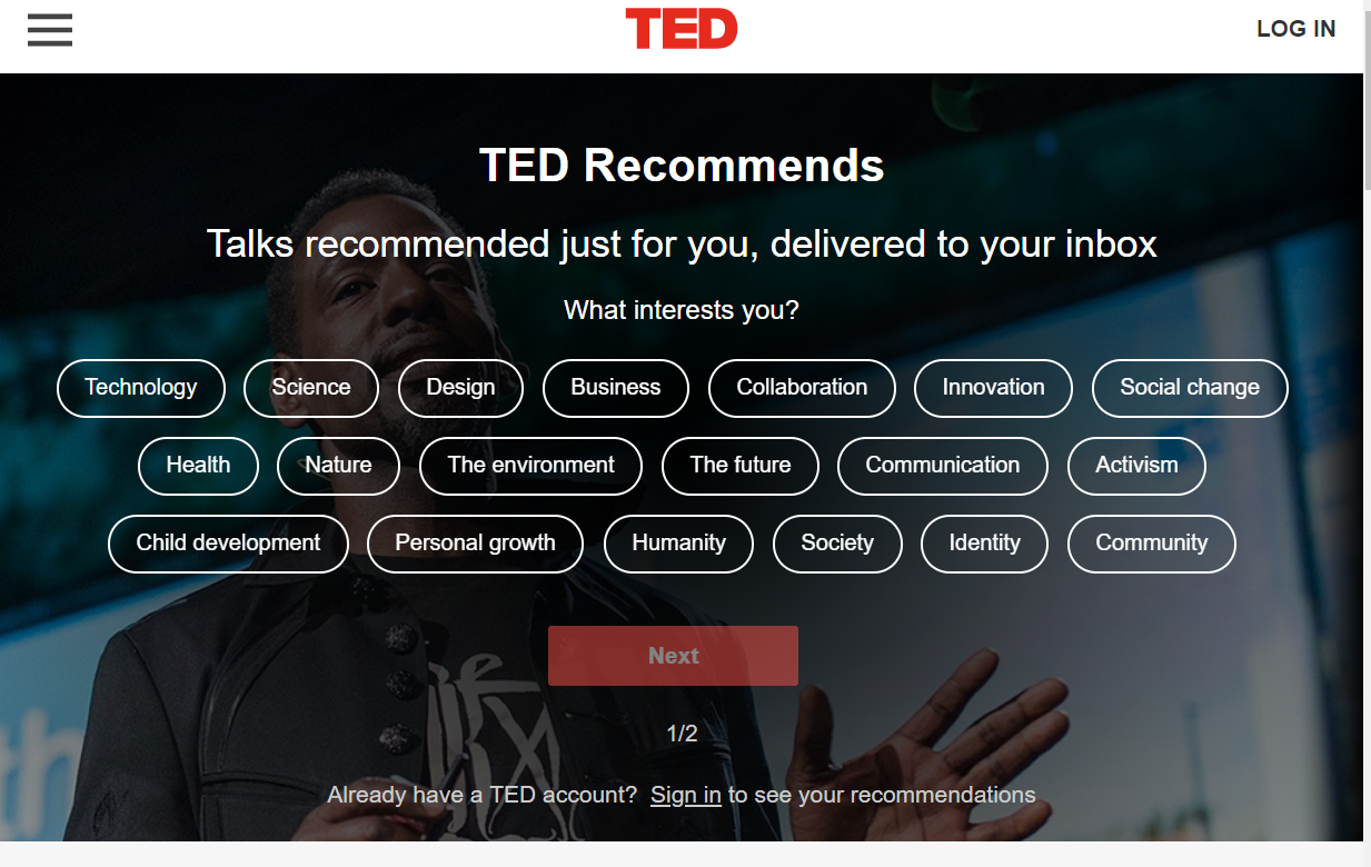 TED talks のサイト