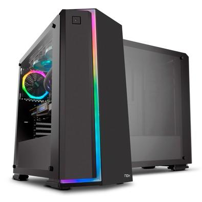 Gabinete NOX INFINITY NEON Painel lateral em Vidro Temperado, Frontal com Iluminação Rainbow, 1 FAN RGB - NXINFINTYNEON