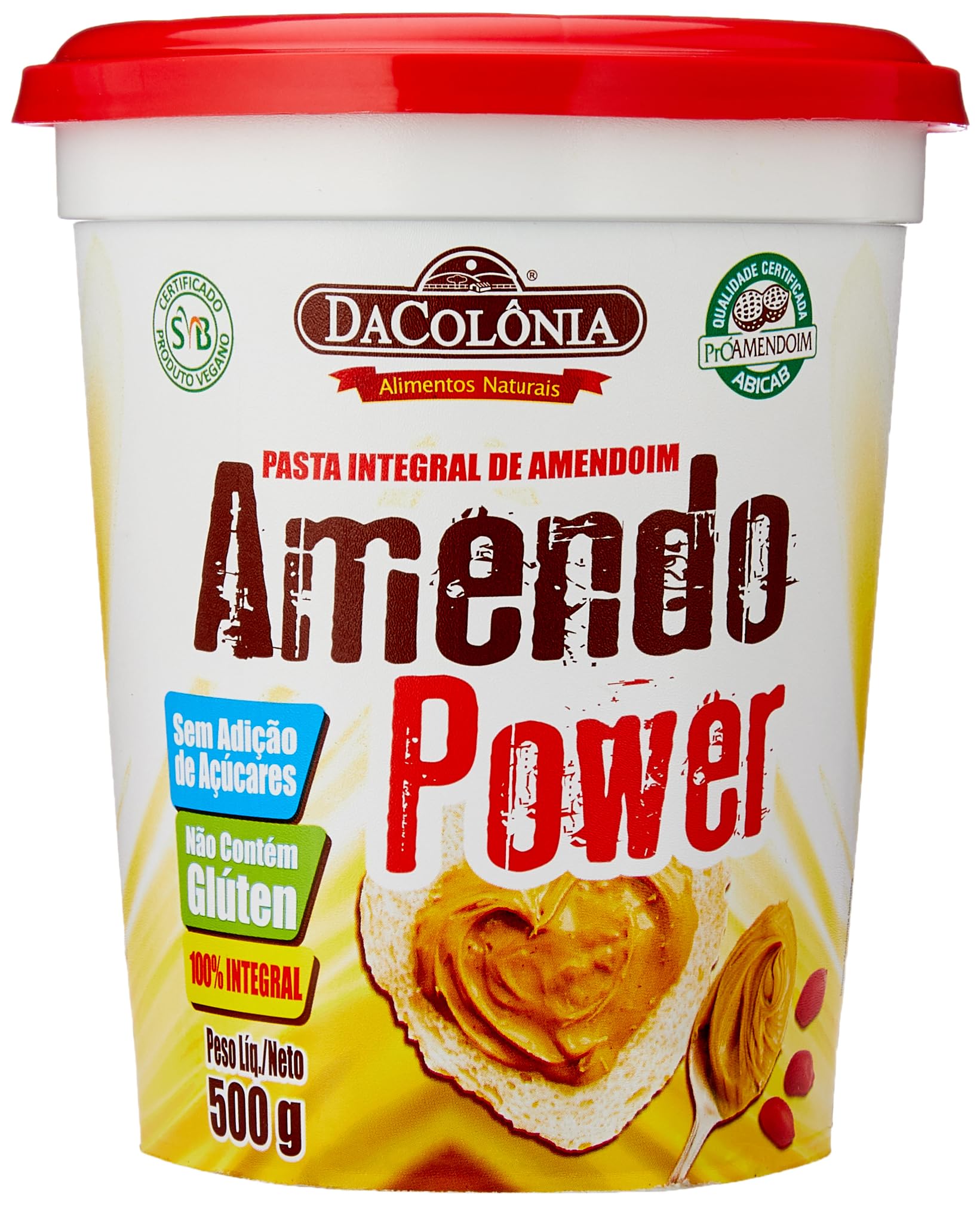 DaColônia Amendopower - Pasta De Amendoim Integral, Zero, 500G