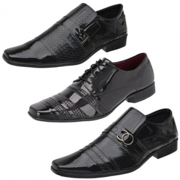 Kit 3 Pares Sapato Social Masculino Verniz Conforto Moderno – Eleganci