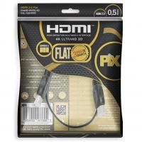 Cabo HDMI 2.0 4k HDR 19p 0.5m Pix Flat Gold, Preto