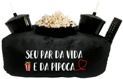Almofada Porta Pipoca Casal Par da vida Cor:Preto