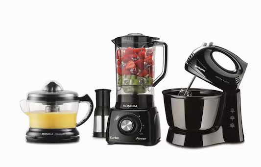 Conjunto Especial Mondial KT-105-B (Espremedor Premium + Batedeira Prática + Liquidificador Turbo Power) - Preto - 110V