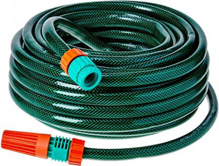 Mangueira Flex Tramontina Com Engates Rosqueados E Esguicho Em Pvc Verde 20 M Com Suporte Mural