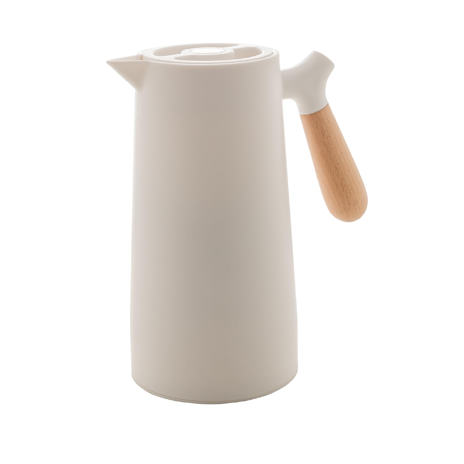 WOLFF - Garrafa Térmica De Plástico Com Cabo De Madeira Nórdica 1L Branca