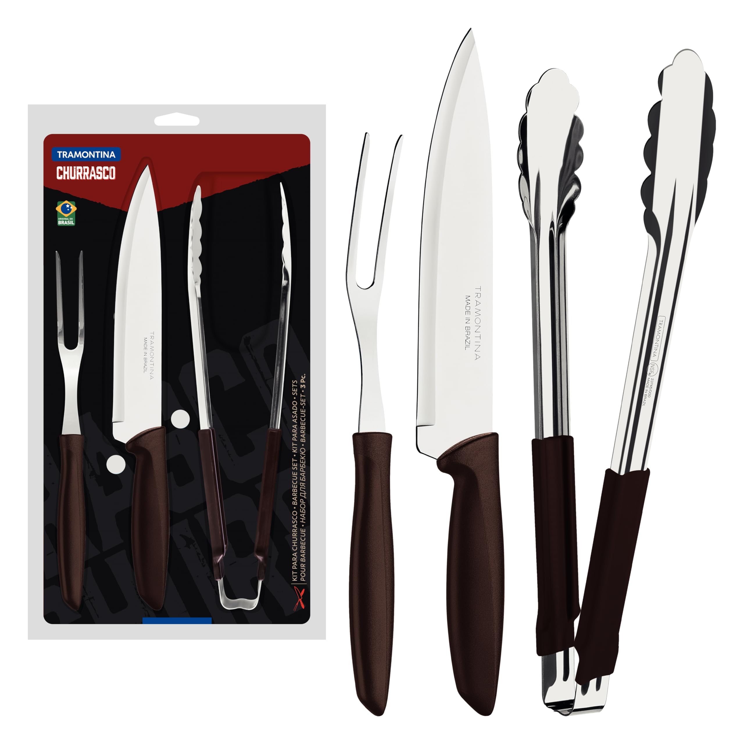Kit Churrasco Inox 3pc Plenus Mar Tramontina Marron No Voltagev