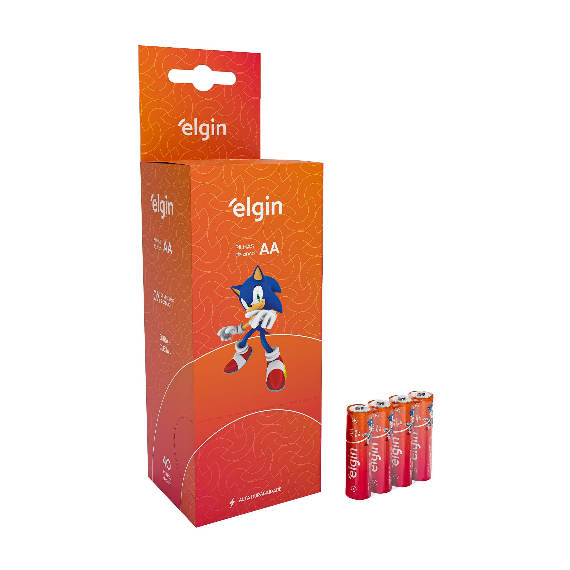 Caixa de Pilha AAA com 40 unidades Elgin Palito - Tubo, Zinco