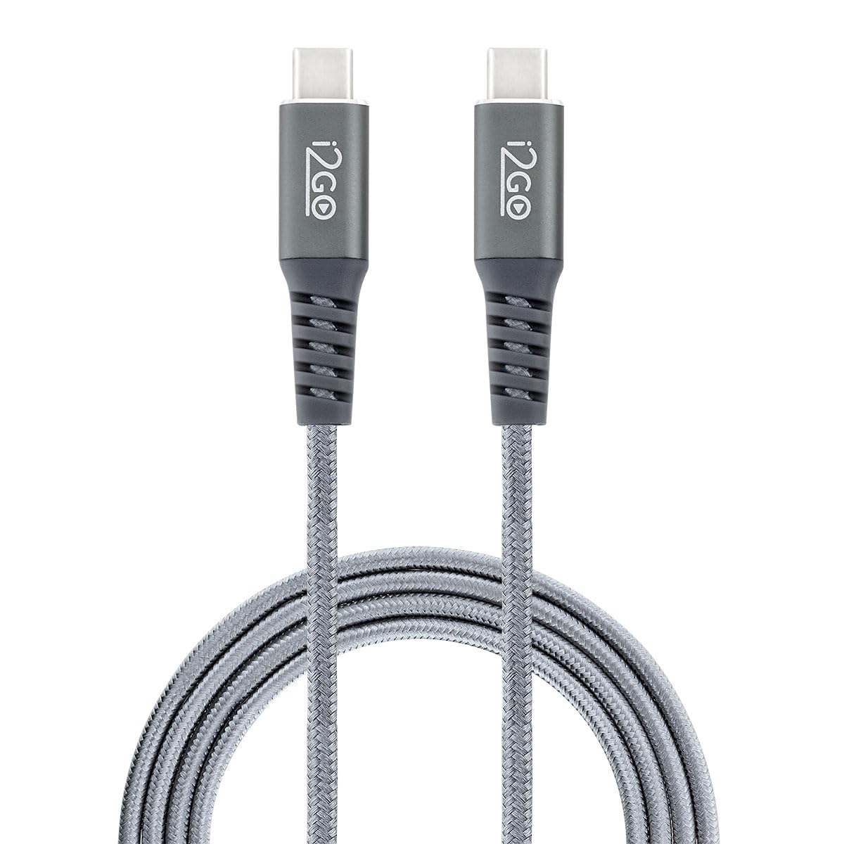 Cabo USB-C + USB-C I2GO 2m 3A Nylon Trançado Chumbo - I2GO PRO