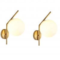 2 Arandela Interna Dourada Com Bola Vidro Branco 18 Cm Ace77 - Marketplace