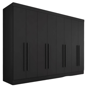 Guarda Roupa Casal Mayra 8 Portas Preto Fosco - Moveis Arapongas