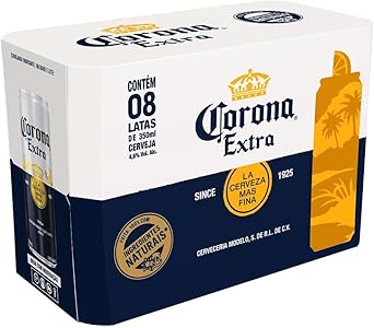 Pack Cerveja Corona Extra Pilsen, Lata, 350ml, Caixa 8 Unidades