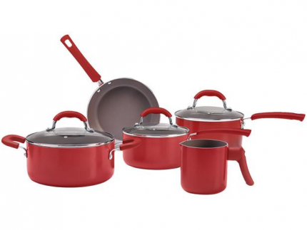 Jogo de Panelas Brinox Revestimento Cerâmico – de Alumínio Vermelho 5 Peças Premier
