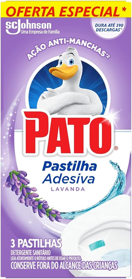 Pato Desodorizador Sanitário Pastilha Adesiva Lavanda 3 Unidades Promocional