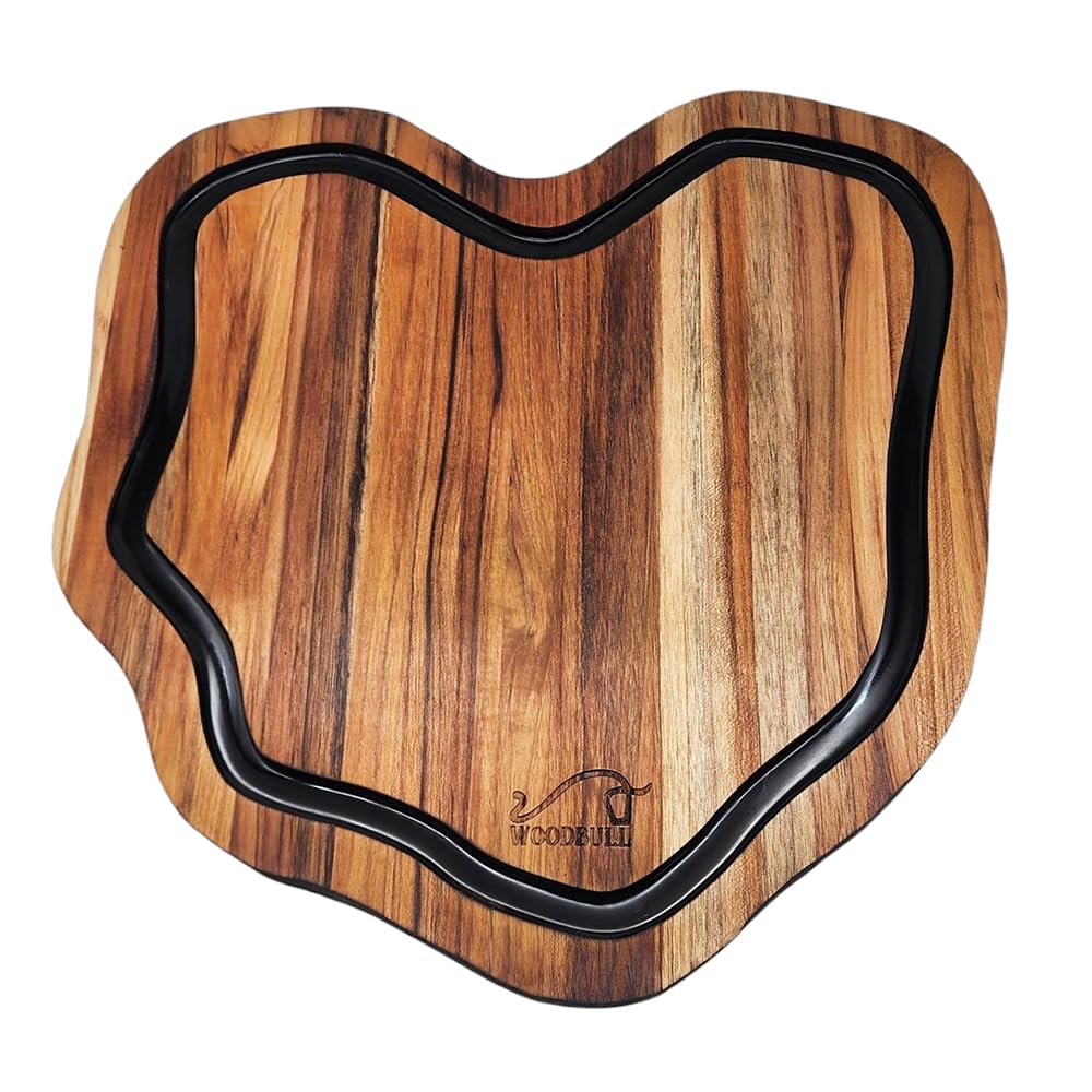 Tábua de Churrasco para Corte Carne e Alimentos em Madeira Artesanal Origens Black