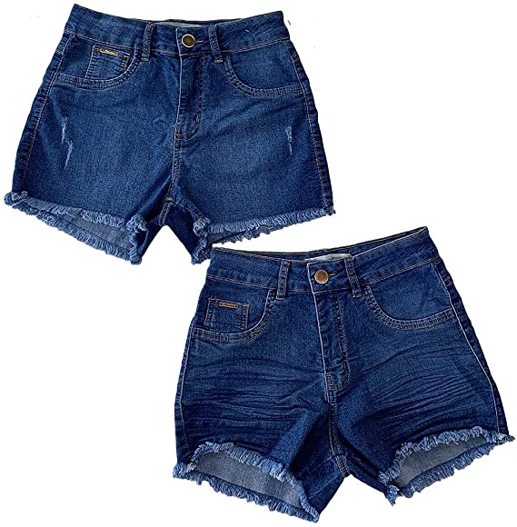 Kit 2 Shorts Jeans Feminino Imporium Cós Alto Cintura Alta 005