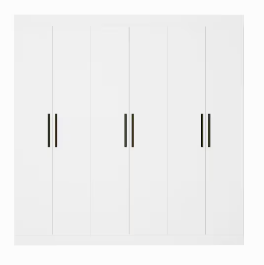 Guarda-roupa Casal Bartira Ville 6 Portas De Bater 2 Gavetas Internas Mdp - 200,5cm De Largura - Branco