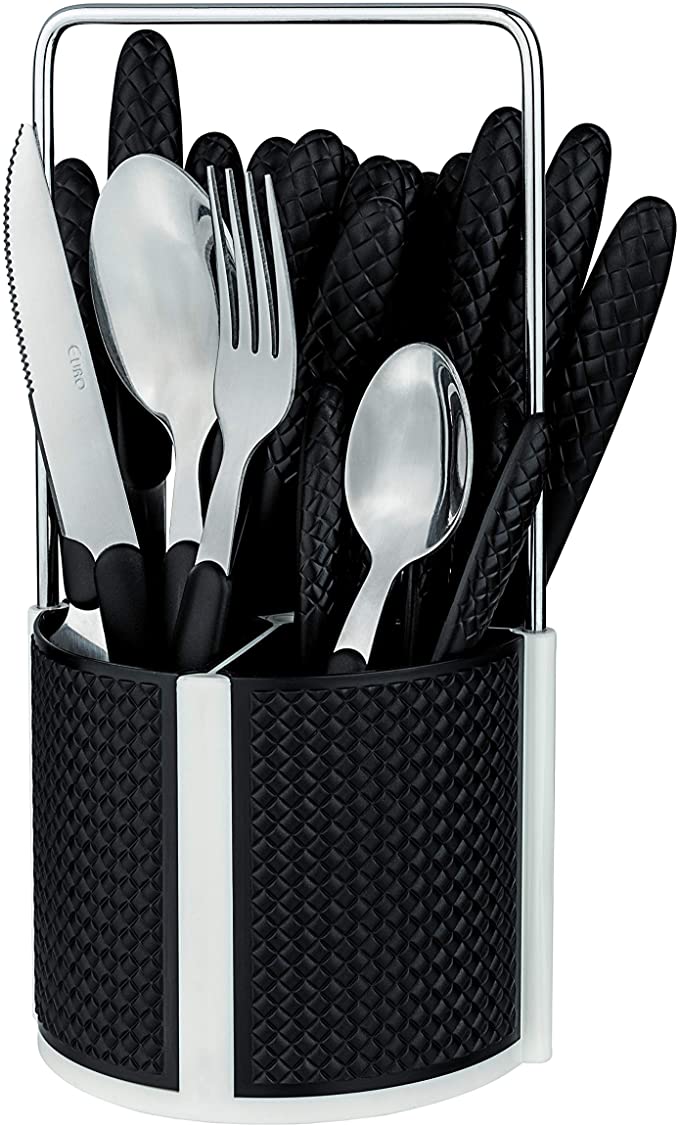 Conjunto de Talheres Varanda Gourmet Diamond, 24 peças, Preto, Euro
