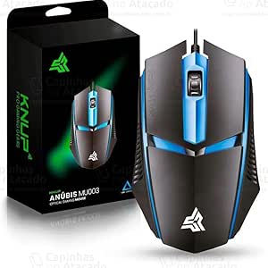 Mouse Gamer MU-003 1200 DPI Com LED RGB Alta Precisão e Velocidade Jogos Ideal Para Trabalho Estudos Cabo Reforçado Super Rápido Ergonômico - Preto