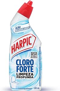 Harpic Cloro Forte - Desinfetante Sanitário Líquido Desodorizador, 200ml, Azul