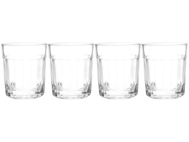 Jogo de Copos de Vidro Whisky Cristalino 350ml - 4 Peças Double Old Fashioned