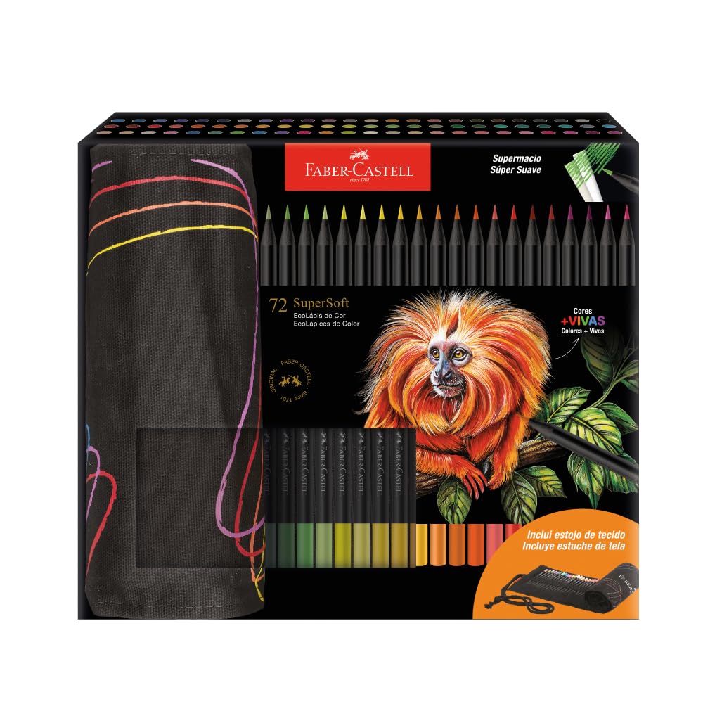 Lápis De Cor, Faber-Castell, Ecolápis Supersoft, 371910, 72 Cores Com Estojo De Tecido