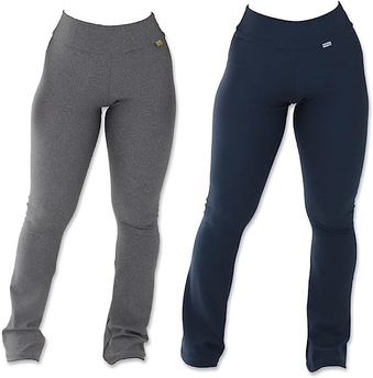 Kit Com 2 Leggings Feminina Flare Suplex Peluciada Cós Alto Click Mais Bonita