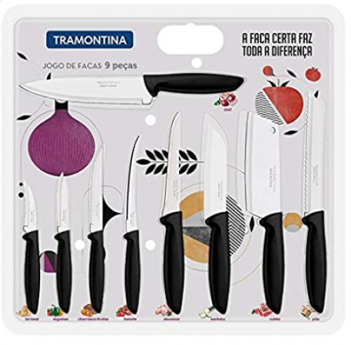 Jogo Facas Inox 9pc Plenus Pre