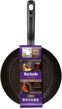 Frigideira Rochedo Inova 20 Cm, Preto Com Detalhes Cobre