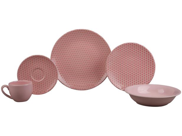 Aparelho de Jantar Chá 20 Peças Haus Cerâmica - Rosa Redondo Soho Geométrico