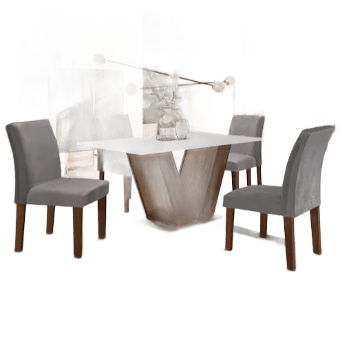 Conjunto Sala De Jantar Mesa 120x80cm Tampo Mdf Com 4 Cadeiras Espanha Yescasa Chocolate/grafite - Marrom