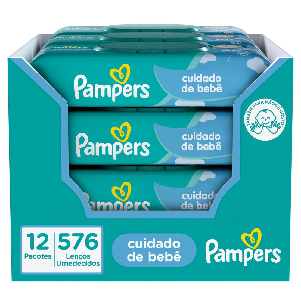 Lenços Umedecidos Pampers Cuidado De Bebê, 576 Unidades