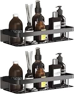 Kit Com 2 Prateleira De Banheiro De Parede – Canto E Reta | Aço Inoxidável, Instalação Com Adesivo, Sem Furos | Organizador Itens De Banho (prateleira Reta Premium, Unidade, 2)