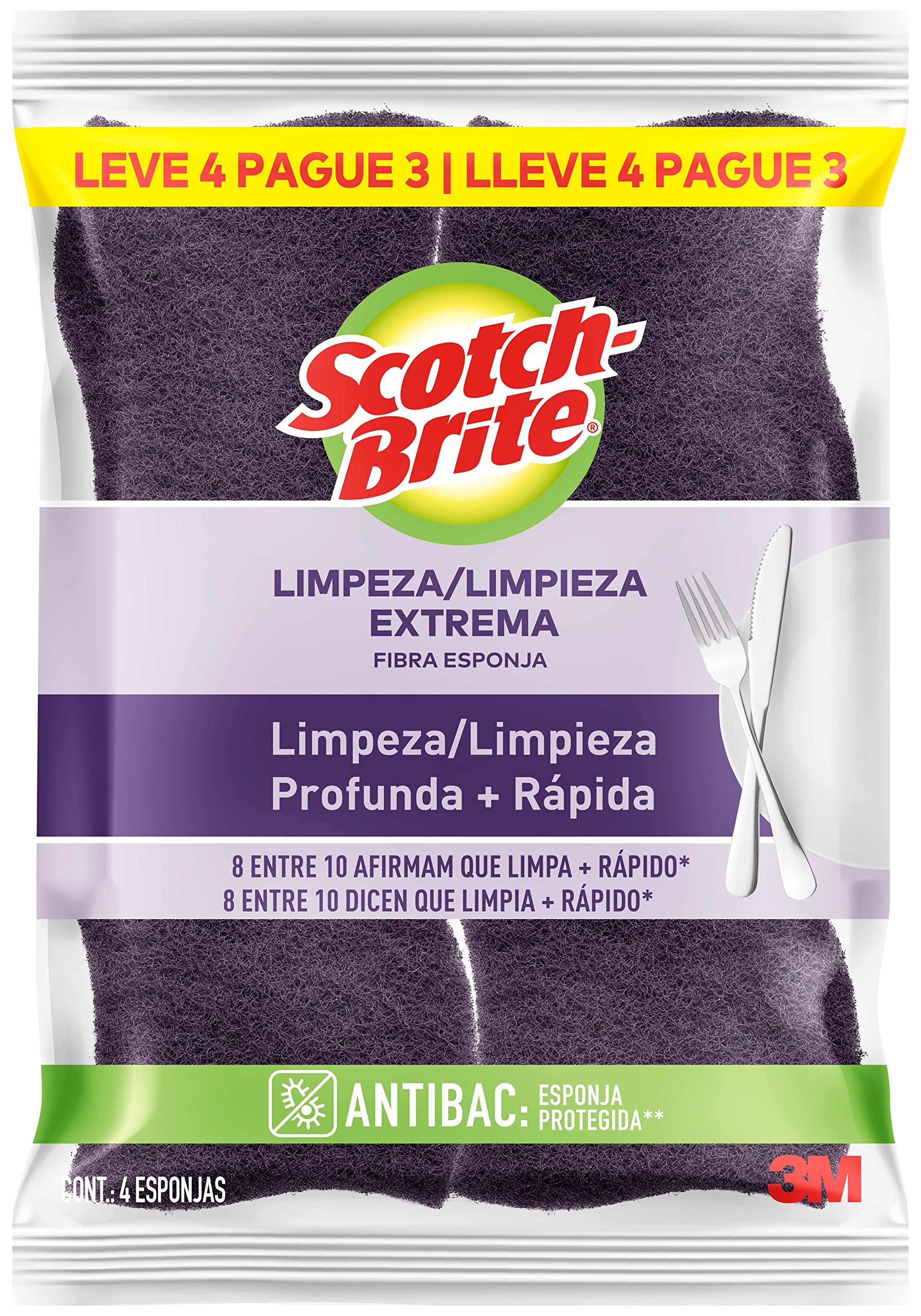 Scotch-Brite, 3M, Esponja de Louças, Limpeza Extrema - Leve 4 Pague 3