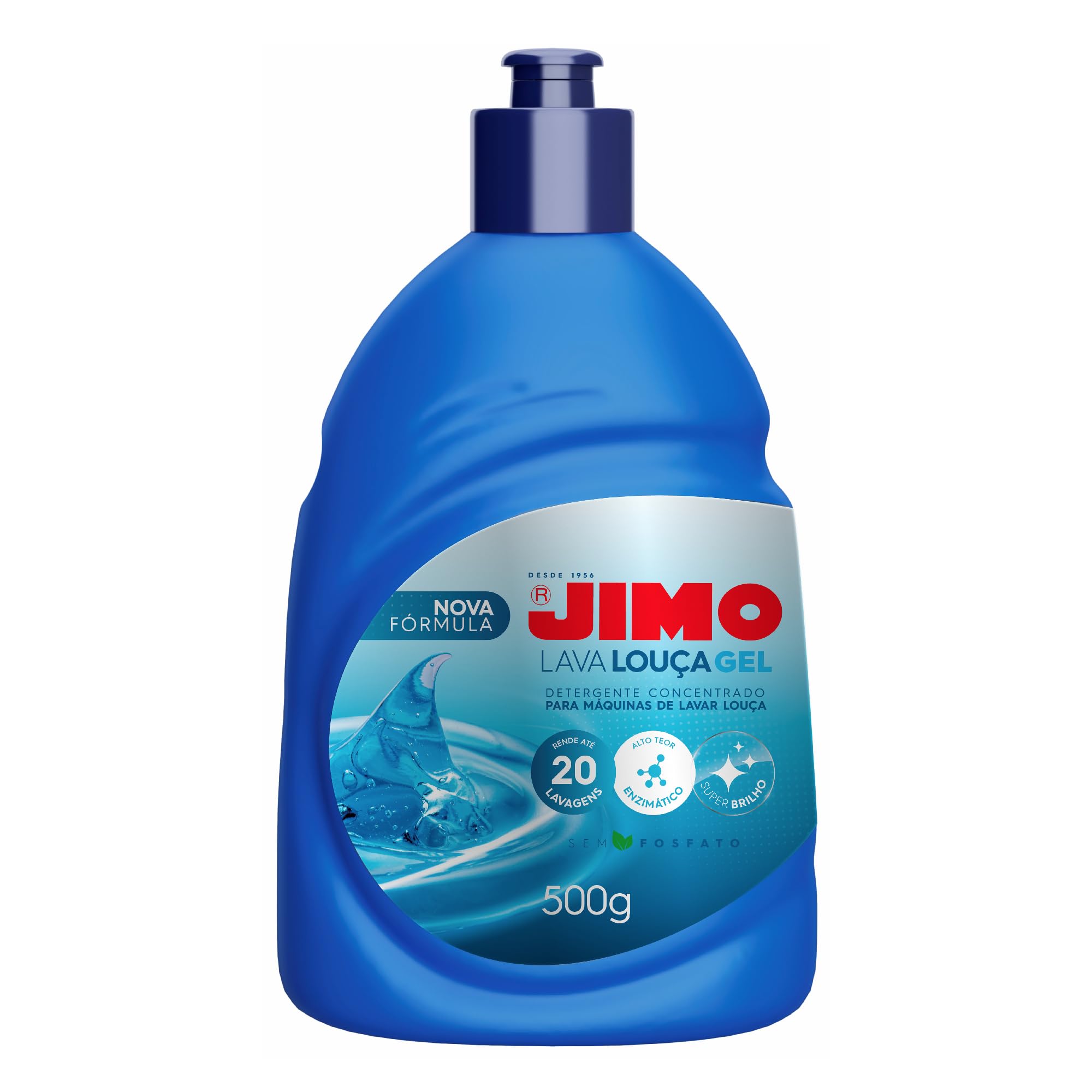 JIMO Lava Louca Gel Detergente Concentrado Desengordurante Super Brilho Limpeza Biodegradavel Rende 20 lavagens 500g
