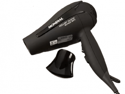 Secador de Cabelo Mondial Power Shine Black Preto – com Íons 1900W 2 Velocidades Preto – 127 V