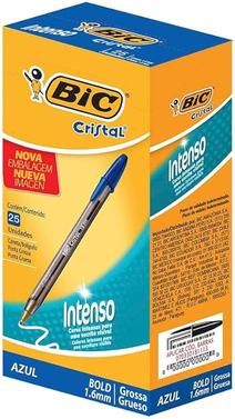 Caneta Esferografica BIC Cristal Intenso, Azul, Ponta Grossa Bold 1,6mm, Cartucho com 25 unidades, 884633