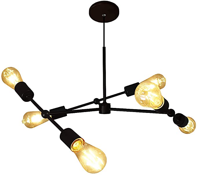 Pendente Lustre Sputnik Faces Fio Regulável 1 Metro Cobre ou Preto (Preto)