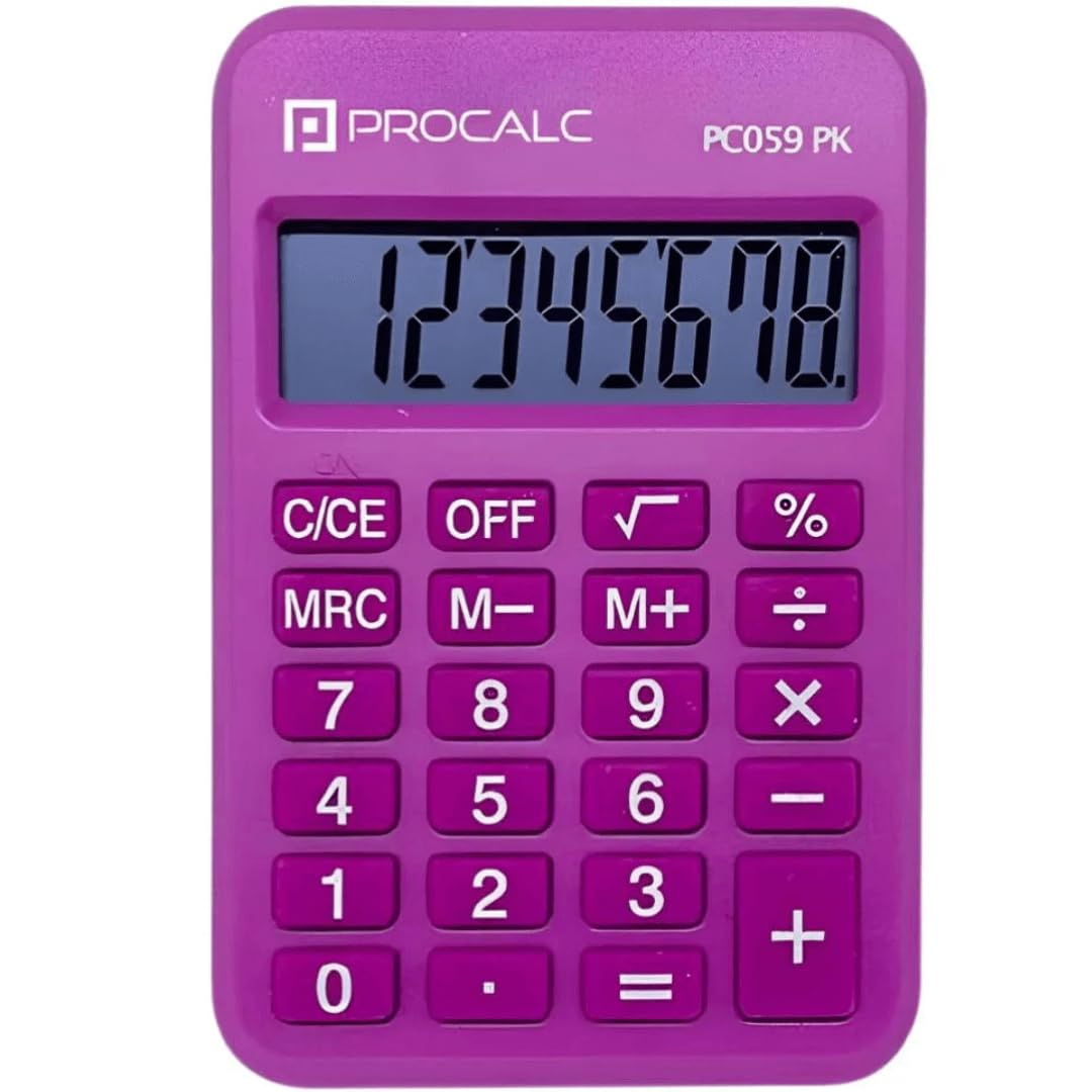 Calculadora, Procalc, 8 Dígitos, Rosa, PC059PK