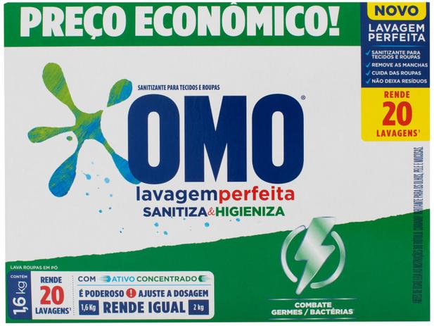 Sabão em Pó Omo Lavagem Perfeita - Sanitiza e Higieniza Concentrado 1,6kg