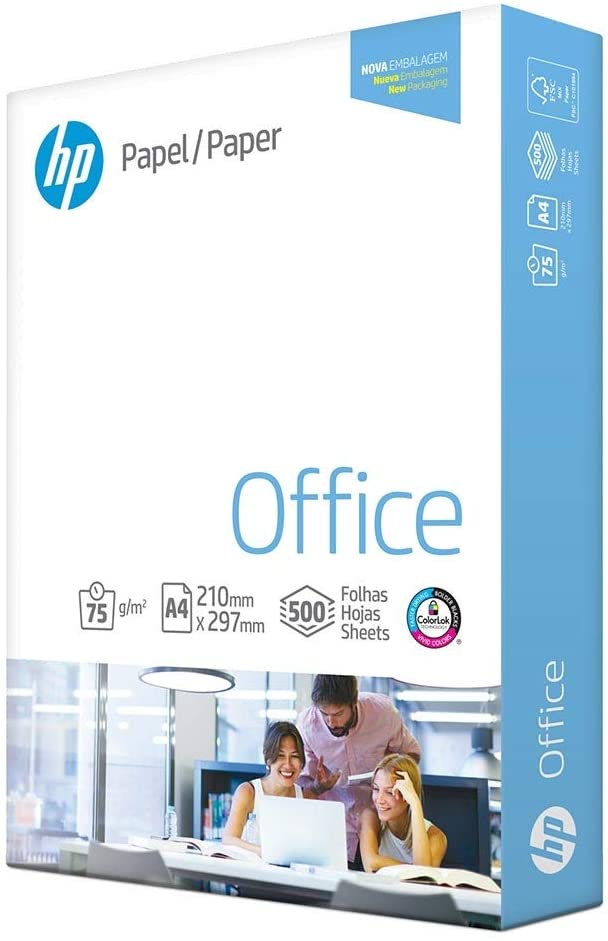 Papel Sulfite A4 75 g, International Paper, HP Office, HCO075CA4, 500 Folhas, Branco