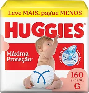 Fralda Descartável Huggies Máxima Proteção Tamanho G 160 unidades