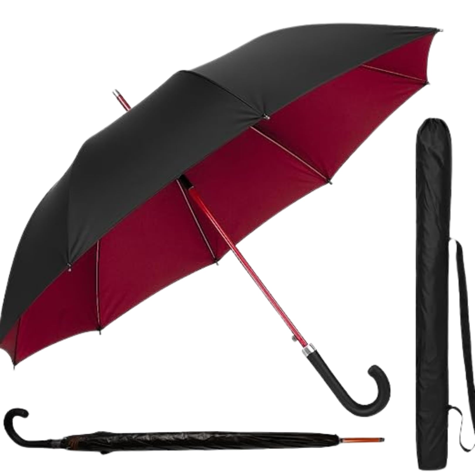 Guarda Chuva Automático Grande | Reforçado Repelente à Água, Fibra de Vidro Flexivel Tecido Resistente, Proteção UV 100%, Para 2 Pessoas-IT