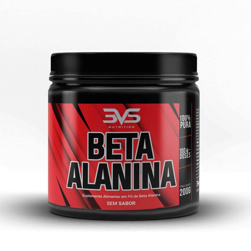 Beta Alanina, 100% pura, 3VS Nutrition, 200g - Performance e recuperação muscular pós treino - aumenta a concentração de carnosina na célula muscular