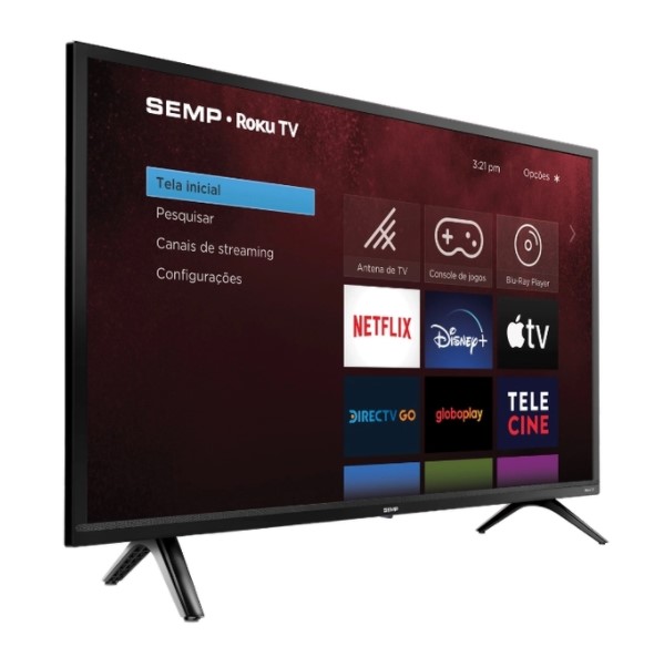 Smart TV Semp 32" Roku LED HD R5500 Wi-Fi Dual Band 3 HDMI 1 USB com Controle por Aplicativo